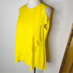 NWT Kenneth Cole New York Aviary Yellow Ruffle Detail Shell Top Size Medium